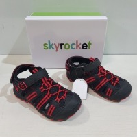 40 X BRAND NEW SKYROCKET KIDS SANDALS IN BLACK AND RED IN MIXED SIZES UK 10 , 9 , 11 , 12