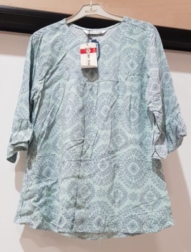 60 X BRAND NEW BIG DART - LADIES TOPS IN LIGHT BLUE WITH FLORAL DESIGN IN SIZE 36 AND 40