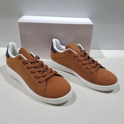 24 X BRAND NEW TRAINERS IN COLOUR CAMEL IN SIZE UK 9 IN TWO BOXES