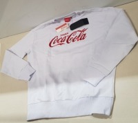 30 X BRAND NEW COCA COLA JUMPERS IN WHITE/RED IN SIZE XS IN ONE BOX