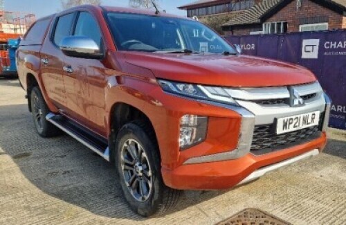 ORANGE MITSUBISHI L200 WARRIOR DI-D, WP21NLR, 2268cc, DATE OF 1ST REGISTRATION 31/03/2021, 2 KEYS, 53670 MILES, WITH V5, MOT 30TH MARCH 2025, CLIMATE CONTROL, CRUISE CONTROL, MANUAL, LEATHER SEATS, YELLOW ENGINE LIGHT ON, SERVICE HISTORY