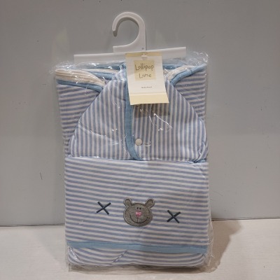 20 X BRAND NEW LOLLIPOP LANE BABY NEST - BABY BLANKET/NAPPY CHANGE QUILT IN BLUE/WHITE IN ONE TRAY ( TRAYS NOT INCLUDED)