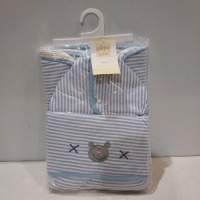 20 X BRAND NEW LOLLIPOP LANE BABY NEST - BABY BLANKET/NAPPY CHANGE QUILT IN BLUE/WHITE IN ONE TRAY ( TRAYS NOT INCLUDED)