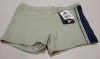 20 X BRAND NEW KIDS ADIDAS SWIMMING SHORTS / SPEEDOS IN LIGHT GREEN IN SIZES 30, 32 IN 1 TRAY (TRAY NOT INCLUDED)