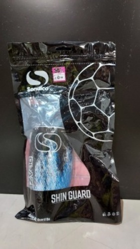 31 X BRAND NEW SONDICO KIDS SHIN GUARDS IN WHITE / BLACK / BLUE IN 1 TRAY (TRAY NOT INCLUDED)
