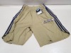 20 X BRAND NEW ADIDAS KIDS SHORTS IN GREEN / NAVY BLUE IN SIZE. 30/ 32 IN 1 TRAY (TRAY NOT INCLUDED)