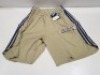 20 X BRAND NEW ADIDAS KIDS SHORTS IN GREEN / NAVY BLUE IN SIZE. 30/ 32 IN 1 TRAY (TRAY NOT INCLUDED)