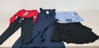 80 X MIXED CLOTHING LOT CONTAINING NAUGHTY FLORAL TOP IN SIZE 8 , FRENCH CONNECTION IN CREAM IN SIZE MEDIUM , FRENCH CONNECTION JUMPER IN BROWN IN SIZE LARGE , VILA CLOTHING SHORT DRESS IN NAVY IN SIZE SMALL ETC IN 4 BAGS