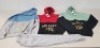 20 X MIXED KIDS CLOTHING CONTAINING SANAL TEKSTIL HOODIE IN RED AND BLACK IN SIZE XL , SANAL TESKSTIL PANTS IN BLACK IN SIZE SMALL , SANAL TEKSTIL HOODIE IN GREEN AND BLACK IN SIZE XL , SANAL TEKSTIL HOODIE IN BLUE/GREY IN SIZE LARGE ETC IN ONE TRAY (NOTE