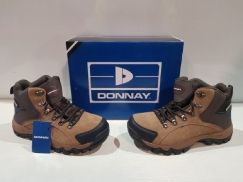 20 X DONNAY SUEDE HI SN99 IN BROWN/BLACK IN SIZE 6.5 ( PLEASE NOTE - WE HAVE SOME MINOR MANUFACTURING IMPERFECTIONS ON EXAMINATION SEE SUPPLEMENTARY IMAGE AND BID ACCORDINGLY)