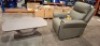 1 X BRAND NEW RUSSO 1 SEATER ELECTRIC RECLINER IN GREY IN GENUINE LEATHER WITH USB AND USB-C CHARGING POINTS - (NOTE TESTED FULLY WORKING) WITH BRAND NEW LAZZARO COFFEE TABLE IN GRAPHITE GREY