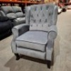 1 X BRAND NEW HOMELIFE CLASSIC PINTUCK RECLINER GREY VELVET ARM CHAIR