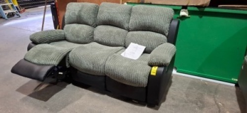 1 X HOMELIFE 3 SEATER RECLINER SOFA IN GREY AND BLACK