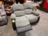 1 X HOMELIFE BANBURY FAUX LEATHER/CORD 2 SEATER RECLINER SOFA IN GREY AND BLACK - PLEASE NOTE SMALL HOLE ON RIGHT SIDE