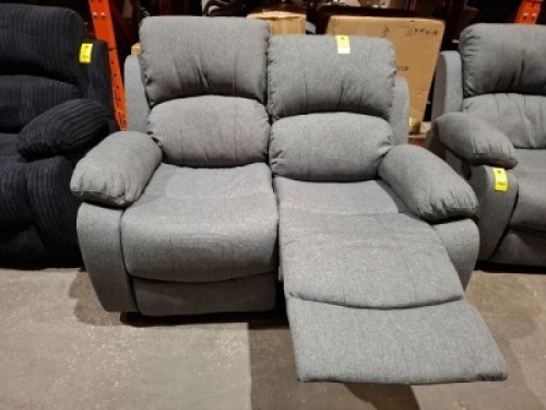 1 X HOMELIFE 2 SEATER RECLINER SOFA IN GREY FABRIC