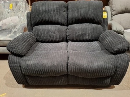 1 X HOMELIFE BANBURY CORD 2 SEATER RECLINER SOFA IN BLACK
