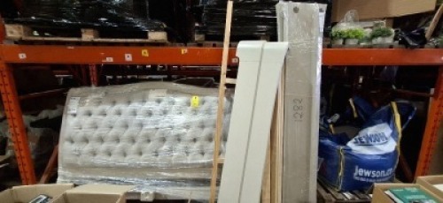 1 X MABEL UPHOLSTERED DOUBLE BED IN TAUPE - CUSTOMER RETURNS