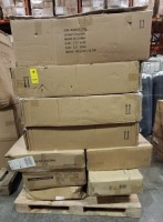 10 X PIECE MIXED FLAT PACK FURNITURE LOT TO INCLUDE HL BOOK CASE IN GREY - STUDIO BISTRO SET - BEDSIDE CABINET IN WHITE - PRIANO 1 DOOR MIRRORED WALL CABINET ETC (PLEASE NOTE CUSTOMER RETURNS & SOME MAY ONLY BE PART BOXES)