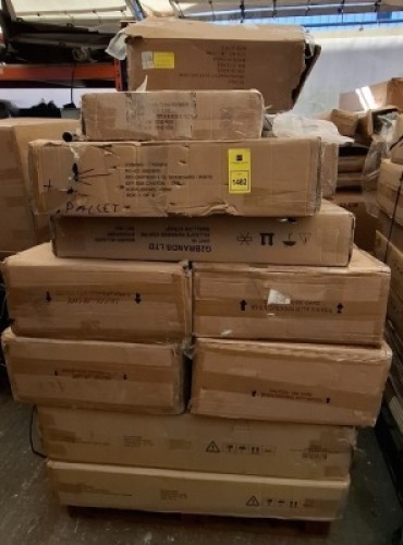 10 X PIECE MIXED FLAT PACK FURNITURE LOT TO INCLUDE CARELTON 4PC BEDROOM SET IN WALNUT - 7PC DINING SET - CONISTON MIRROR FRONT 4PC SET - CHESTERFIELD 4PC BEDROOM SET ETC ON 2 PALLETS (PLEASE NOTE CUSTOMER RETURNS SOME MAY ONLY BE PART BOXES)