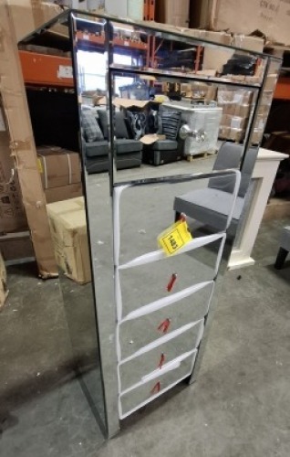 1 X BRAND NEW STUDIO 6 DRAWER MIRRORED TALL BOY