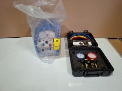 2 PIECE BRAND NEW TOOL LOT CONTAINNG 1 X PROMAX REFRIGERANT RECOVERY UNIT MINIMAX - E 1 X JAVAC EDGE DUAL REGRIGERANT GAUGS WITH HOSES AND CARRY CASE