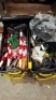 2 X 160 LITRE WHEELED TRAYS WITH PULLING HANDLES WITH LIDS - TO INCLUDE PLASTIC CHAIN STAND 8 UP RIGHTS AND 2 CHAINS / VAN AND TRUCK FIRST AID KIT / 2KG ABC POWDER FIRE EXTINGUISHER / 15 METER PIPE INSULATION COILS / EYE WASH KIT ETC