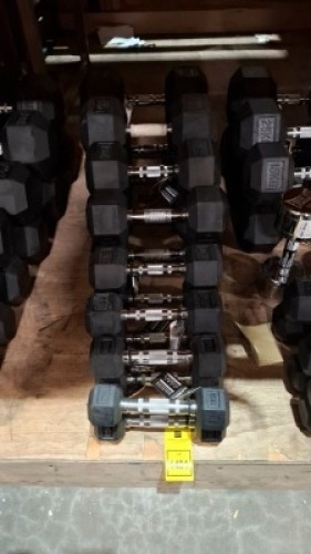 8 X PAIRS OF EVERLAST RUBBER HEX DUMBBELLS 2X - 30KG - 2X - 25KG - 2X - 15KG - 2X - 10KG - 2X 5KG - 2X - 4KG - 2X - 3KG 2X - 2KG
