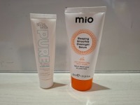 190 X BRAND NEW MIXED LOT CONTAINING 30ML MIO SLEEPING SERUM , PURE SELF TANNING SLEEP MASK ALL SKIN TONES IN THREE BOXES (THERE ARE NO EXPIRY DATES ON THESE PRODUCTS)