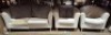 3 X MIXED FURNITURE LOT CONTAINING 1 TWO SEATER SOFA AND 2 ARMCHAIRS IN WHITE (NOTE IN POOR CONDITION)