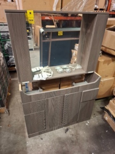1 X BRAND NEW VANITY UNIT AND MIRROR UNIT SET IN GREY