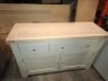 1 X DOUNE WOODEN TOP 2 DOOR 3 DRAWER SIDEBOARD IN TAUPE - WITH BOX - CRACK ON SIDE PANEL SEE PICTURES - CUSTOMER RETURNS