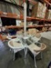 1 X MIAMI 8 PIECE DINING SET - WHITE AND NATURAL COLOUR - ME DINING TABLE - W 150 X D90 X H70 PARASOL - 270 CM X H 250 CM CHAIRS - W55 X D 61 X H 85 CM