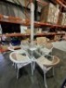 1 X MIAMI 8 PIECE DINING SET - WHITE AND NATURAL COLOUR - ME DINING TABLE - W 150 X D90 X H70 PARASOL - 270 CM X H 250 CM CHAIRS - W55 X D 61 X H 85 CM