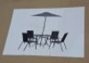 1 X CULCITA NAPLES FOLDING 4 SEAT GARDEN DINING TABLE SET - 1 X TABLE - D 100 CM X H 73 CM 4 X CHAIR - D72 CM X W 55 CM X H92 CM 1 X CRANK PARASOL - 180 CM DIAM