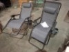 2 X ROYALE GRAVITY FOLDABLE LOUNGER - ADJUSTABLE HEADREST - POWDER COATED STEEL FRAMES - (RECLINING DIMENSIONS - L160 X W 64 X H 79 ) ( UPRIGHT DIMENSIONS - L 90 X W 65 X H 110 CM )