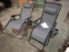2 X ROYALE GRAVITY FOLDABLE LOUNGER - ADJUSTABLE HEADREST - POWDER COATED STEEL FRAMES - (RECLINING DIMENSIONS - L160 X W 64 X H 79 ) ( UPRIGHT DIMENSIONS - L 90 X W 65 X H 110 CM )