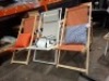 3 X PAHOS FOLDABLE DECK CHAIRS - 2 IN ORANGE AND ONE GREY. DIMENSIONS ( W 58 X D 113.5 X H 94 CM / 37.5 CM )