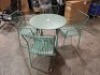 1 X 5 PIECE VENICE METAL OUTDOOR DINING SET - IN GREEN - TABLE - 90 CM DIAM / H 73.5 CM CHAIRS - W 54 X D 60 X H 86 .5 CM ) (NO PARASOL - NO BOX )