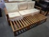 1 X LINEA MILAN 3 PERSON MOVEABLE SOFA SET - IN ACACIA WOOD FRAME AND CREAM COLOURED CUSHIONS , 3 SEATER SIZE - 75CM H X 90CM L X 71CM W