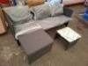 1 X PRE BUILT KAUAI CORNER RATTAN CORNER SOFA SET - IN CHARCOAL GREY LOVE SEAT - W 123 CM / D 64 CM X H 67 CM CHAISE - W 64 CM / D 123 CM / H 67 CM TABLE - W 45 CM / D 45 CM / H 34 CM