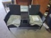 1 X PRE BUILT 2 PERSON SEAT LOUNGER WITH CENTRE GLASS TABLE (W 142 CM / D 60 CM / H 88 )