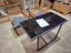 1 X PRE BUILT 3 PIECE JAKARTA ROPE BISTRO SET - IN BLACK AND NATURAL - BLACK POWDERED COATED FRAMES TABLE - W 108.5 CM / D 56 CM / H 72 CM CHAIR W 53 CM / D 56 CM / H 85 CM