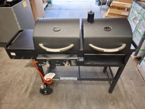 1 X PRE BUILT STUDIO DUAL GRID DUAL FUEL BBQ BLACK POWDERED COATED ( 139 X 59 X 116 CM ) ( MULTI 43 )