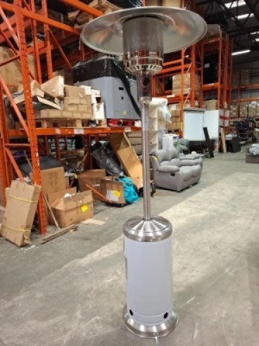 1 X STUDIO MUSHROOM GAS OUTDOOR PATIO HEATER (NOTE - SLIGHT DENT IN THE BOTTOM) SIZE 210CM H X 77CM W