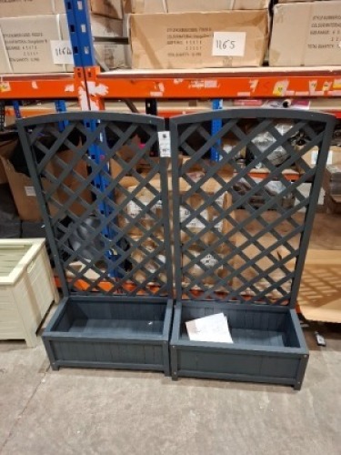 2 X STUDIO LARGE TRELLIS IN GREY IN SIZE 118CM HEIGHT , 30CM DEPTH, 60CM LENGTH