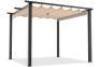 1 X 3 X 3M METAL STUDIO PERGOLA WITH RECTRACTABLE ROOF WITH SUN SHADE CANOPY IN BEIGE PRODUCT CODE B9O995-105 UNKNOWN CONDITION - DAMAGED BOX