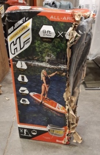 1 X HYDRO-FORCE INFLATABLE STAND UP PADDLE BOARD IN SIZE 2.74M LENGTH X 76CM WIDTH (PLEASE NOTE - BOXES WATER DAMAGED)