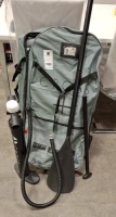 1 X CROSS INFLATABLE SUP LARGE BACKPACK IN WHITE/GREY IN SIZE 323 CM X 81 CM X 13CM (NOTE - CUSTOMER RETURNS)