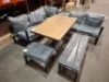 1 X MOLOKA RATTAN 5 PIECE GARDEN DINING SET - POWDER COATED STEEL FRAME - 5 MM TEMPERED GLASS TABLE TOP / CUSHIONS FOR COMFORT 1 X ADJUSTABLE HEIGHT TABLE - (130 L X 80 W X H 60 - 78 CM )