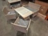 1 X FIJI RATTAN GARDEN DINING SET TO INCLUDE 2 X CHAIRS / 1 X LOVE SEAT / 2 X FOOT STOOLS AND 1 X TABLE IN LIGHT BROWN COLOUR , SIZE OF TABLE - 64CM H X 98CM L X 63CM W , DOUBLE SEATER SIZE - 82CM H X 92CM L X 48CM W , CHAIR SIZE - 82CM H X 50CM L X 56CM